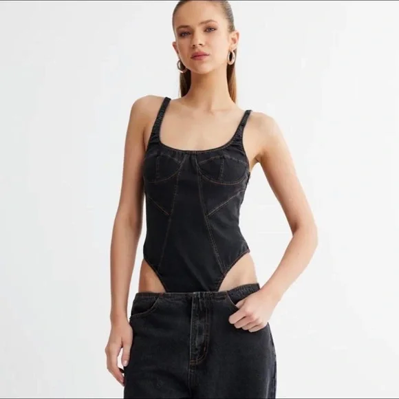 Lioness Black Denim Bodysuit - Picture 3 of 8